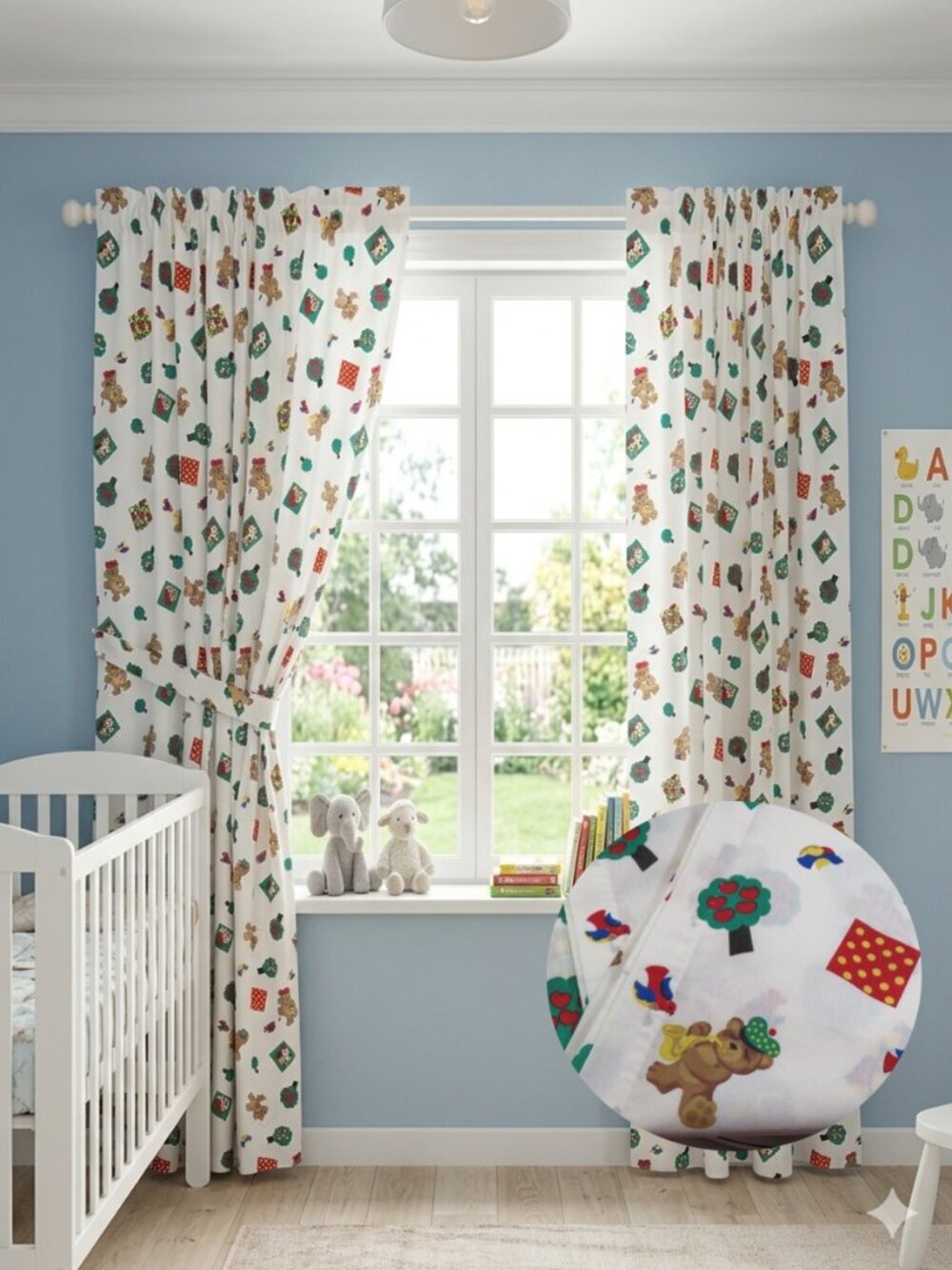 Children's Bear Curtains JCPenny Vintage (2) Panels 64" tall